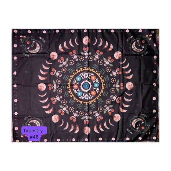 Flower Celestial moon phase Tapestry Wall Art boho gift - Picture 1 of 1
